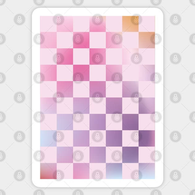 Pink Checkered Pattern, Rainbow Gradient Sticker by Just a Cute World